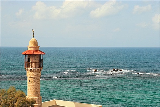 老,尖塔,漂亮,地中海,以色列