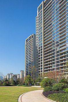 现代住宅小区高层建筑,园林景观