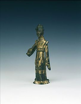 镀金,青铜,雕塑,女人,元朝,中国,13世纪,艺术家,未知