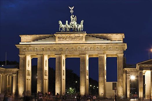 勃兰登堡门,夜景,柏林,德国,欧洲
