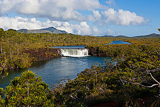 瀑布,南方,海岸,格朗德特尔,新喀里多尼亚,南太平洋