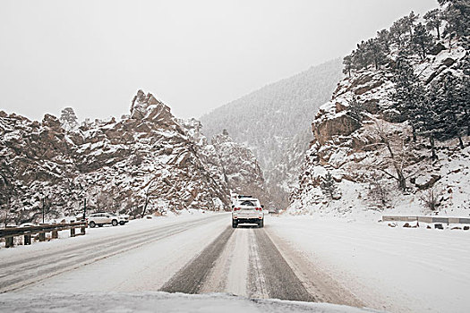 卡车,积雪,道路,丹佛,科罗拉多,美国