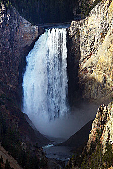 黄石瀑布,黄石下瀑布,水,河流,岩石,黄石国家公园,北美洲,美国,怀俄明州,风景,全景,文化,景点,旅游