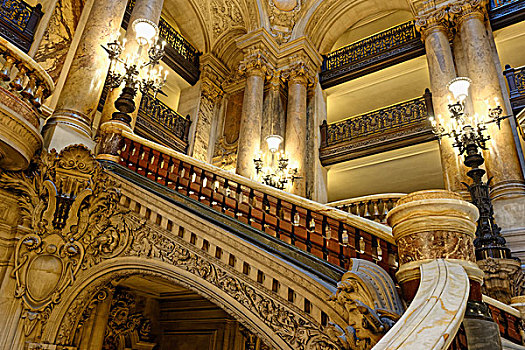 楼梯,加尼叶歌剧院,巴黎,法国,欧洲