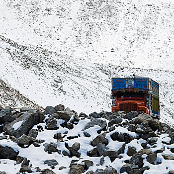 卡车,通过,山,查谟-克什米尔邦,印度