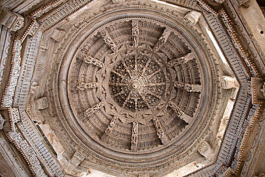 天花板,大理石庙宇,庙宇,拉纳普尔,拉贾斯坦邦,印度