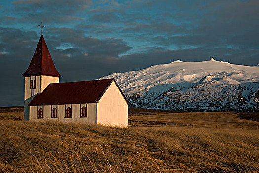 教堂,背影,韦斯特兰德,冰岛,欧洲