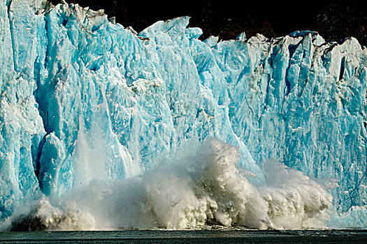 冰,脸,冰河,恩迪科特湾,东南阿拉斯加,夏天