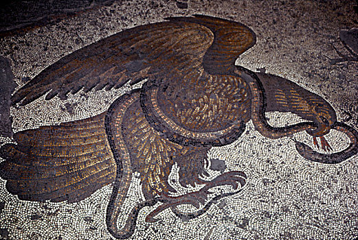 鹰,争斗,蛇,特写,拜占庭风格,地面,图案,宫殿,伊斯坦布尔,6世纪,艺术家,未知