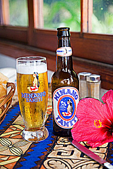 玻璃杯,瓶子,啤酒,酒店,餐馆,塔希提岛