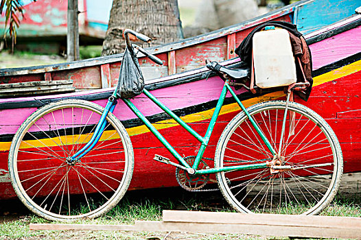 自行车,向上,渔船,苏门答腊岛,印度尼西亚