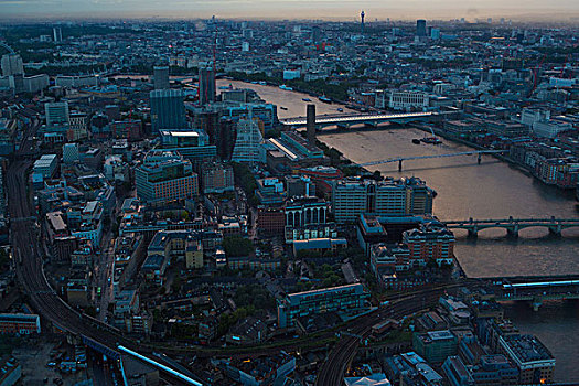 俯视,泰晤士河,伦敦,英格兰,英国