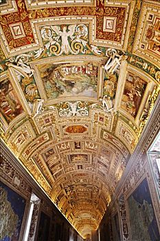 天花板,室内,梵蒂冈博物馆,梵蒂冈城,罗马,意大利