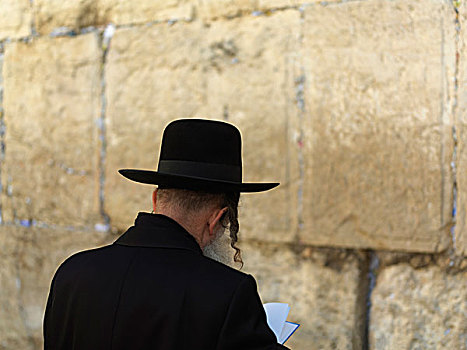 祈祷,正面,墙壁,哭墙,耶路撒冷,以色列
