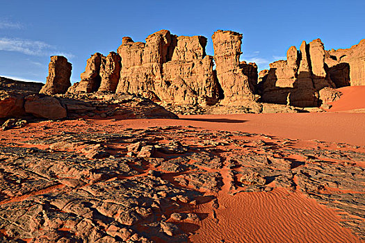 侵蚀,砂岩,石头,沙丘,谷地,国家公园,世界遗产,撒哈拉沙漠,阿尔及利亚,非洲