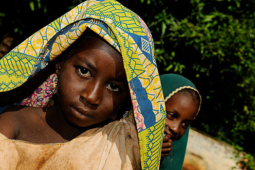 女孩,乡村,区域,喀麦隆,非洲