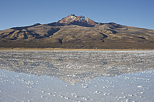 玻利维亚,盐湖,乌尤尼盐沼,火山