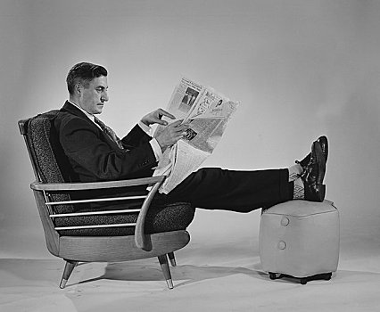 男人,坐,扶手椅,土耳其,读报