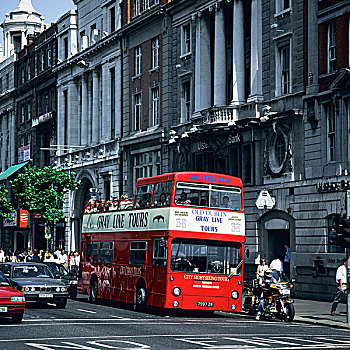 红色,双层巴士,街道,都柏林,爱尔兰