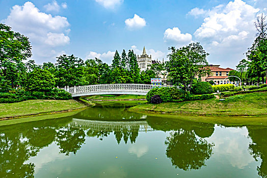 婚庆园美景－教堂城堡,钟楼,婚典大道,水杉,花廊