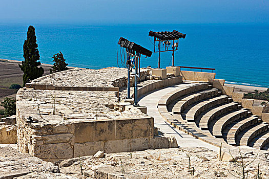 遗址,库伦古剧场,挖掘,场所,古老,希腊罗马博物馆,圆形剧场,剧院,音乐厅,阿波罗,半岛,靠近,南方,塞浦路斯