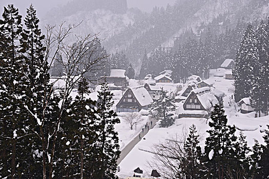 斑点,五箇山,相仓,祈祷,乡村,日本