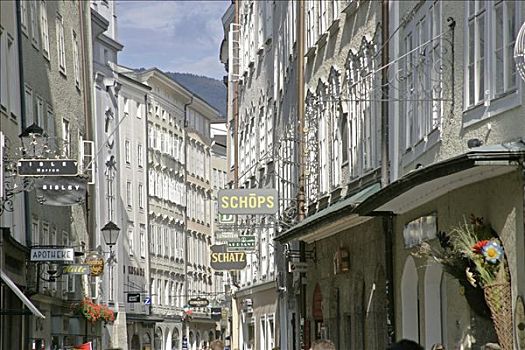 著名,购物街,城镇,萨尔茨堡,奥地利