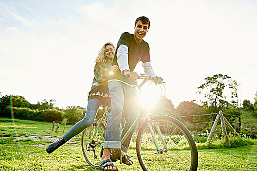 年轻,情侣,头像,自行车