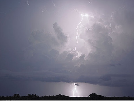 闪电,风暴,堪萨斯,美国