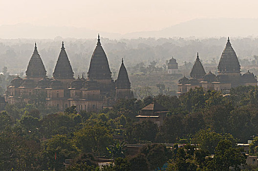 庙宇,塔,奥恰,中央邦,北印度,印度,亚洲
