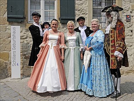 生活,18世纪,人群,穿,服饰,正面,节日,内卡河,巴登符腾堡,德国,欧洲