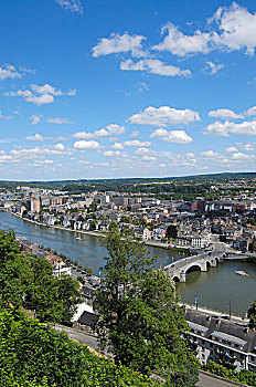 阿穆尔河,默兹河,河,风景,城堡,比利时,欧洲