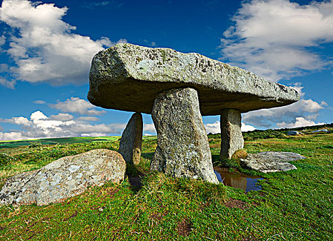 巨石,埋葬,巨石墓,新石器时代,时期,靠近,半岛,康沃尔,英格兰,英国,欧洲