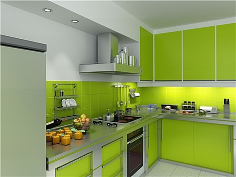绿色,厨房