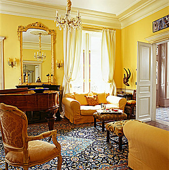 客厅,家具,镜子,大钢琴,巨大,地毯