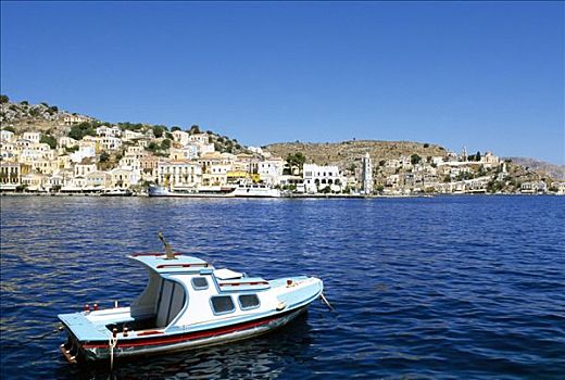 渔船,岛屿,靠近,罗得斯,多德卡尼斯群岛,希腊,欧洲
