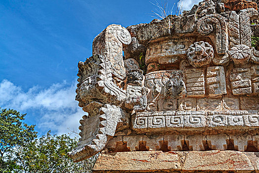 头部,脸部,宫殿,玛雅,遗址,尤卡坦半岛,墨西哥