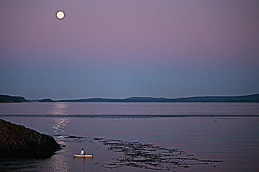 女人,小,床,满月,海湾群岛,不列颠哥伦比亚省,加拿大