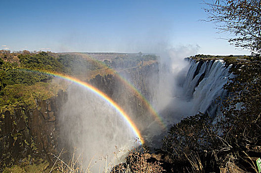 维多利亚瀑布,彩虹,赞比西河,赞比亚,非洲