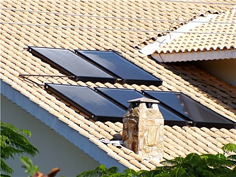 太阳能电池板,屋顶,水,加热
