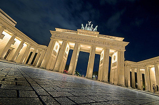 勃兰登堡门,晚上,柏林,德国,欧洲