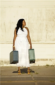 美国黑人,女性,手提箱