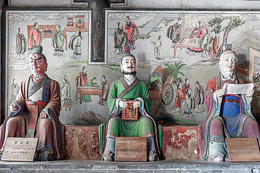 中国山西省平遥古城文庙儒家先贤人物塑像