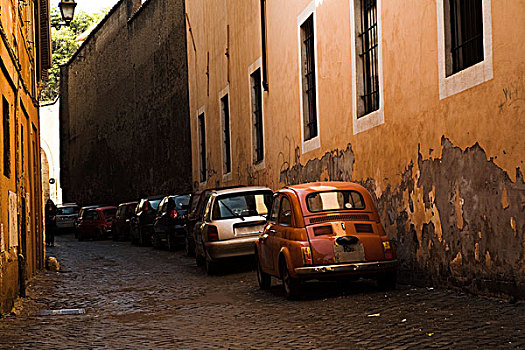 汽车,停放,排,罗马,意大利