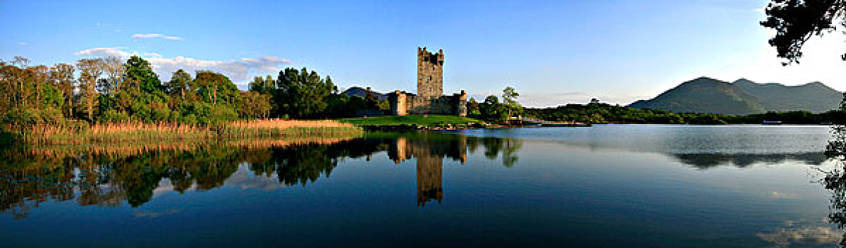 湖,城堡,基拉尼国家公园,凯瑞郡,爱尔兰