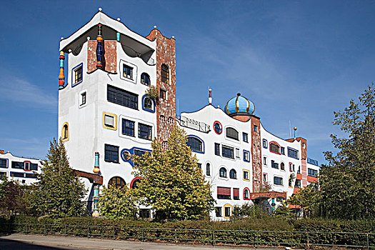 学校,设计,百水公寓,城市,维滕堡,萨克森安哈尔特,德国,欧洲