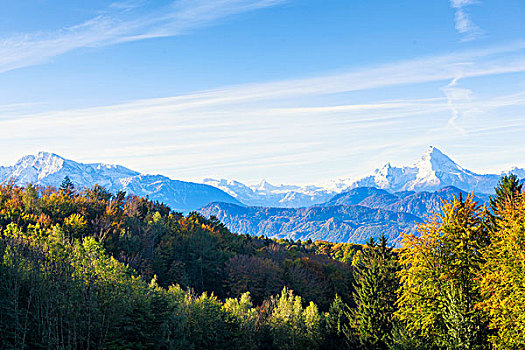 秋天,高处,萨尔察赫河,山谷,风景,瓦茨曼山,萨尔茨堡州,奥地利
