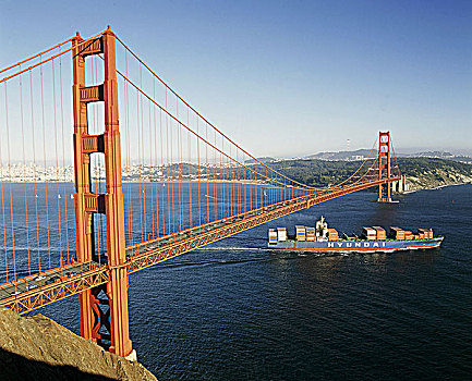 美国,加利福尼亚,旧金山,金门大桥,船