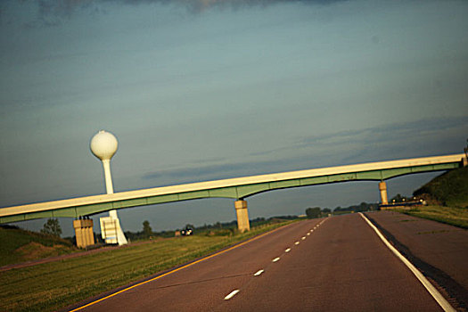 双车道,公路,桥,高架路,塔,背景,明尼苏达,美国