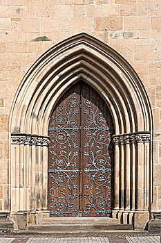 入口,门廊,教区教堂,圣约翰,14世纪,北莱茵威斯特伐利亚,德国,欧洲